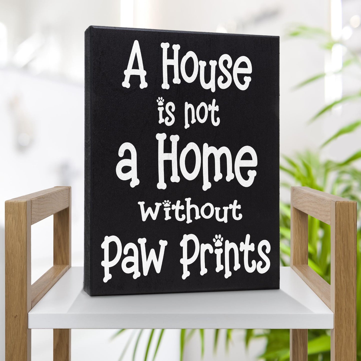 Paw Prints Wooden Sign: Dog Mom Gift, Farmhouse Pet Decor