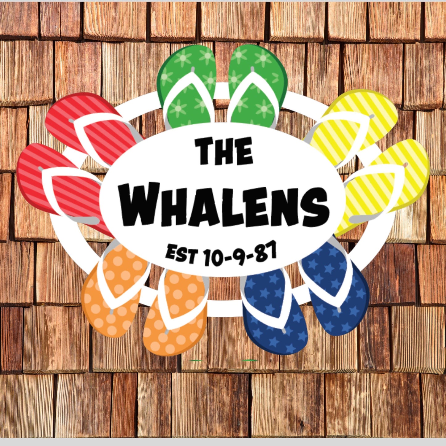 Personalized Flip Flop Family Sign: Coastal Beach House Decor