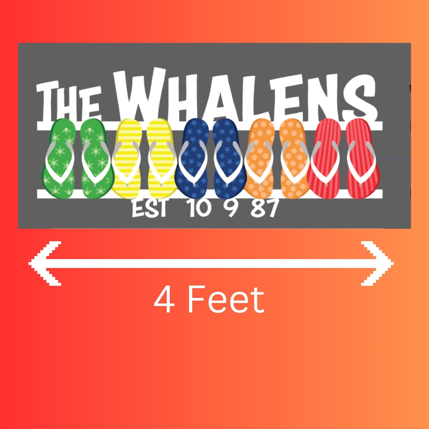 Personalized Flip Flop Family Sign: Coastal Beach House Decor