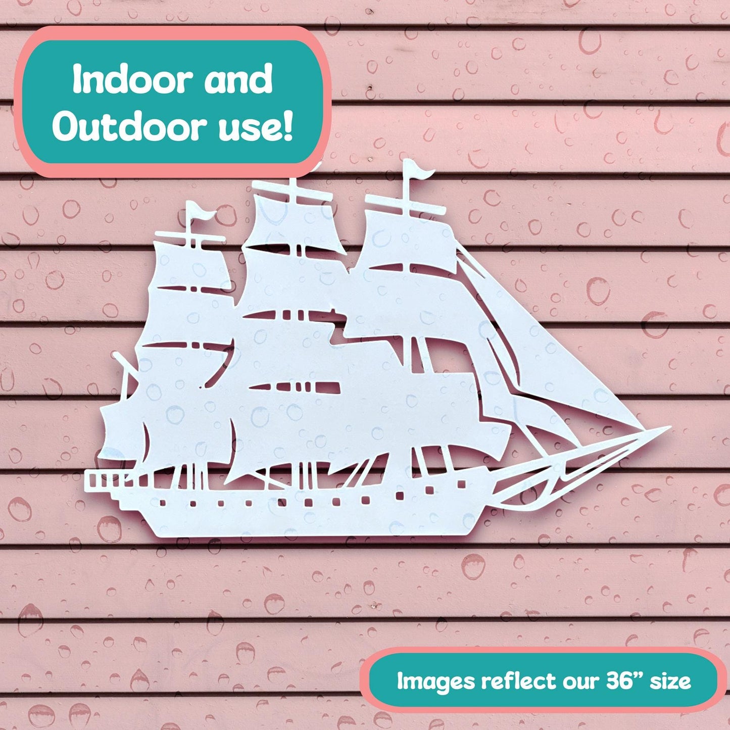 Handmade Clipper Sailboat PVC Sign: Nautical Outdoor Decor