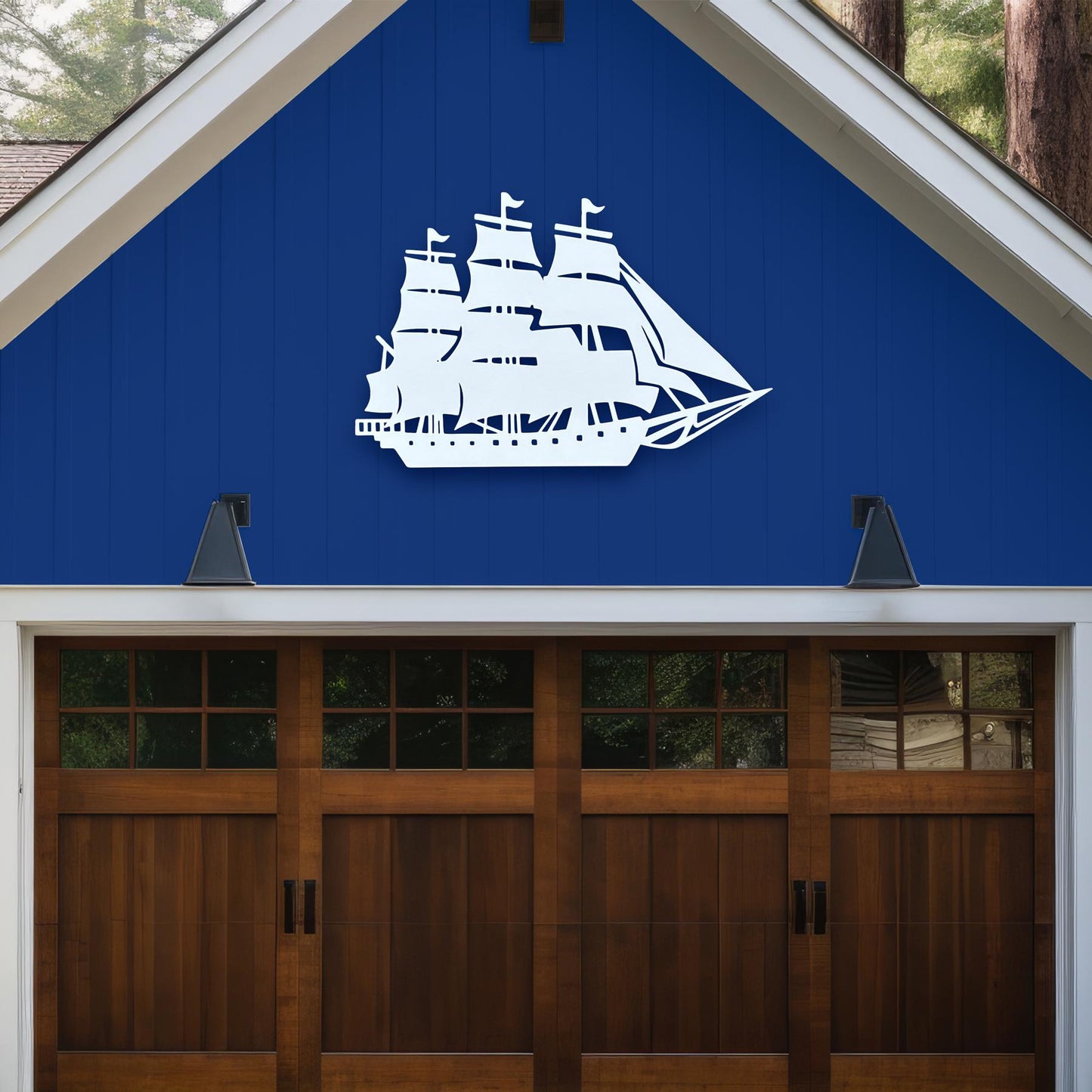 Handmade Clipper Sailboat PVC Sign: Nautical Outdoor Decor