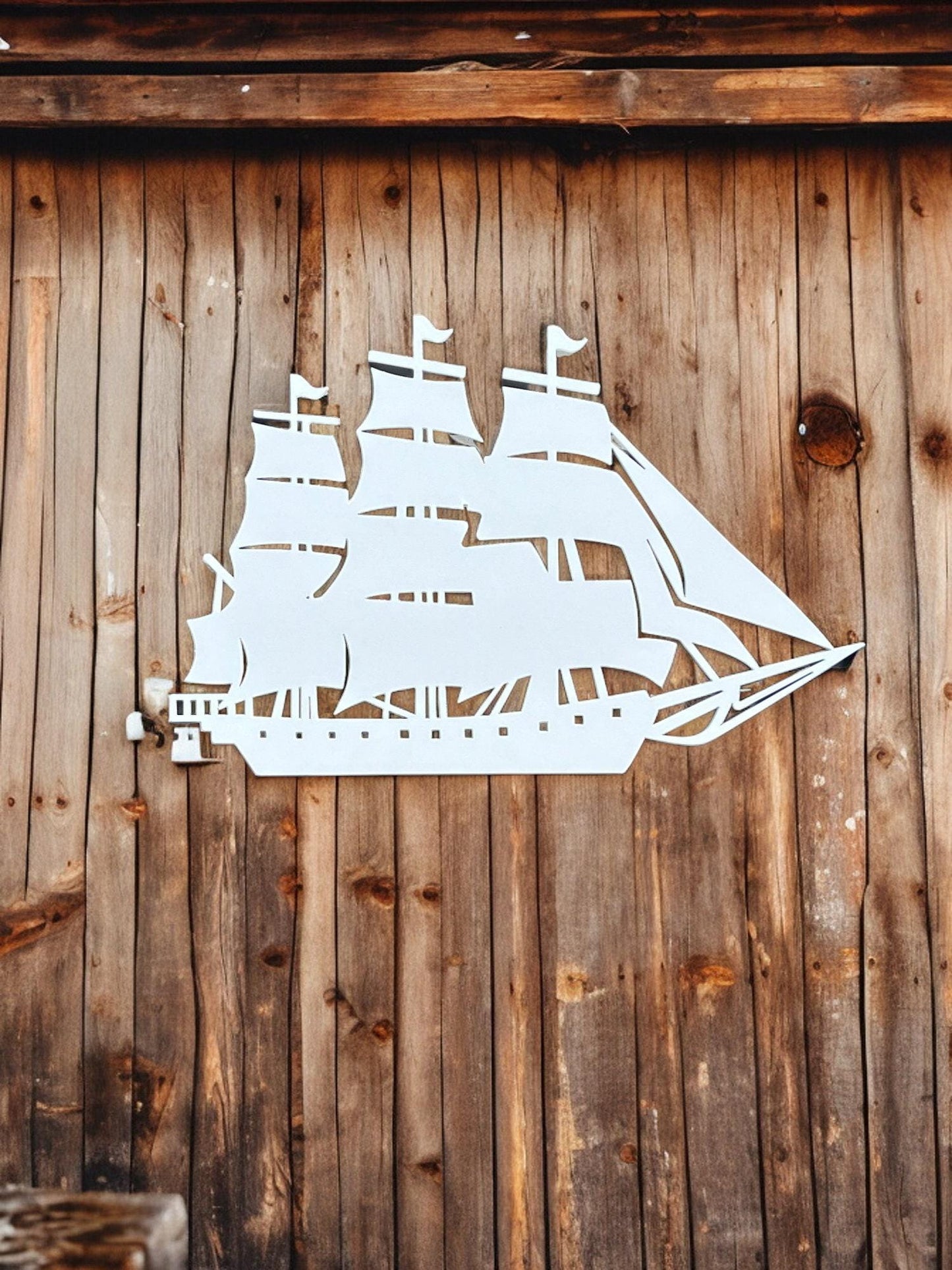 Handmade Clipper Sailboat PVC Sign: Nautical Outdoor Decor