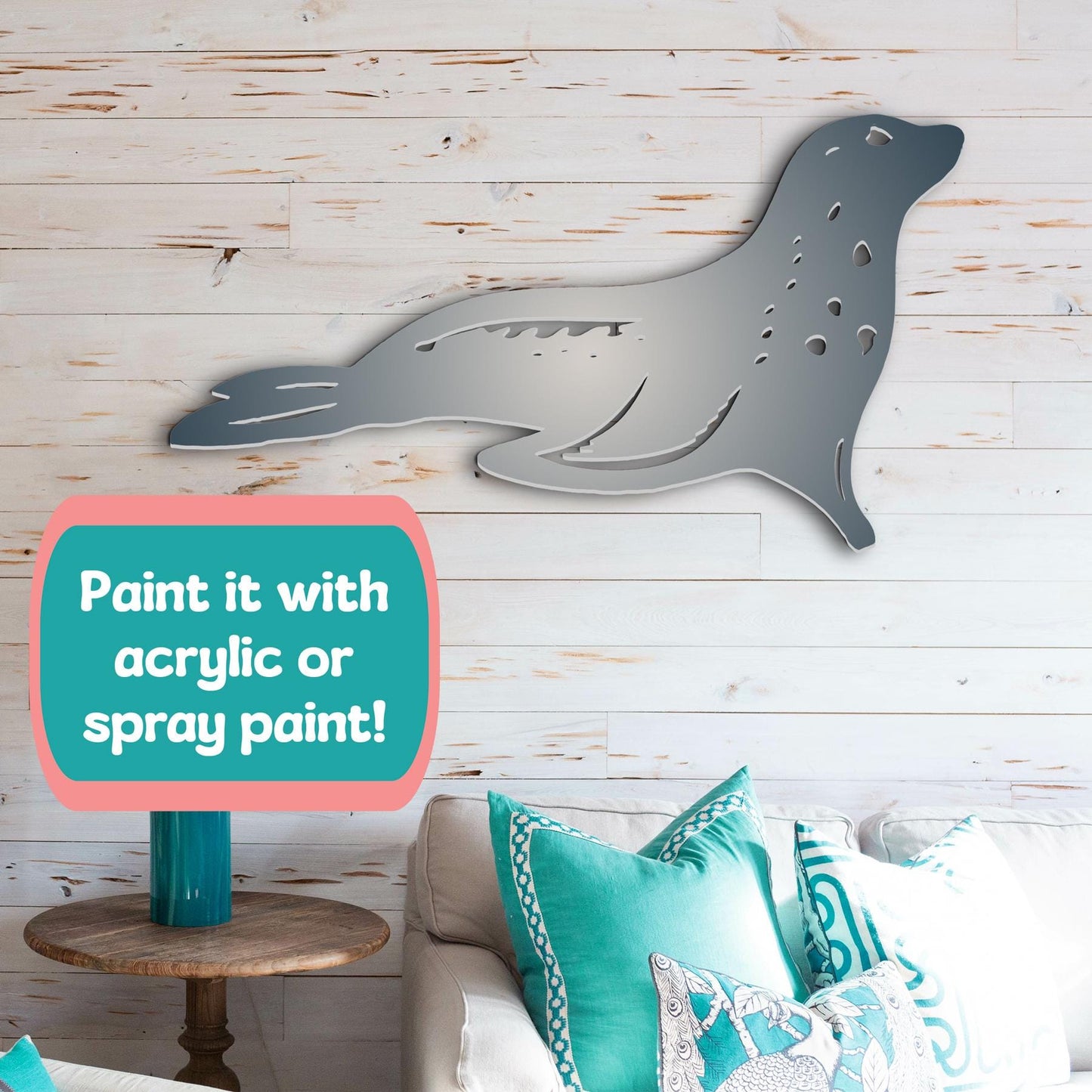 Handmade Seal Sign: Durable PVC Ocean Art, Coastal Decor