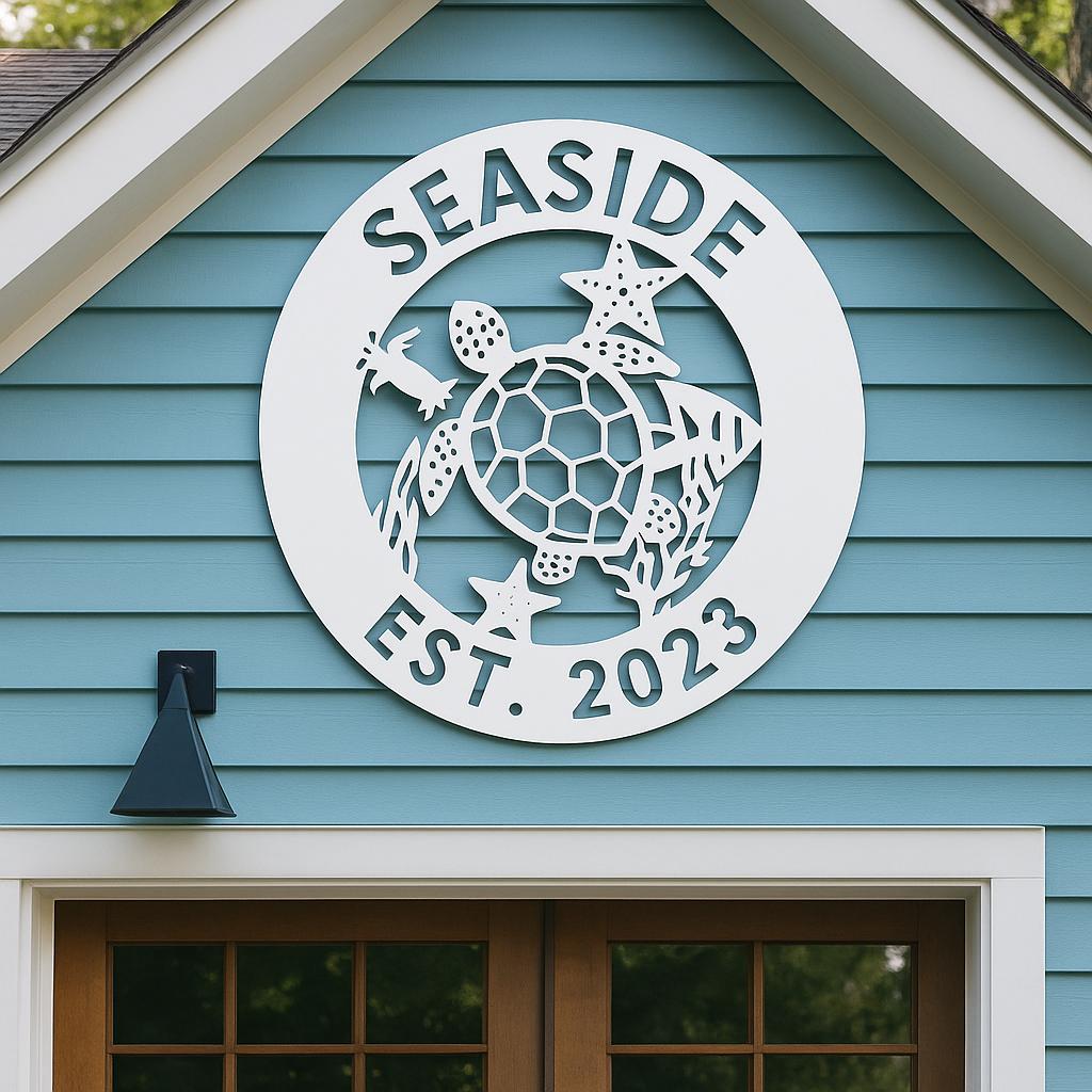 Personalized Turtle Sign: Coastal Beach House Decor (2 ft)
