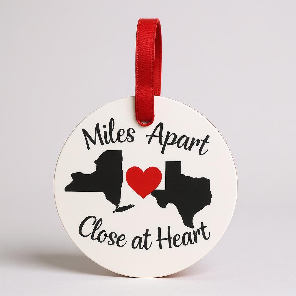 Long Distance Friendship Ornament: State to State Keepsake