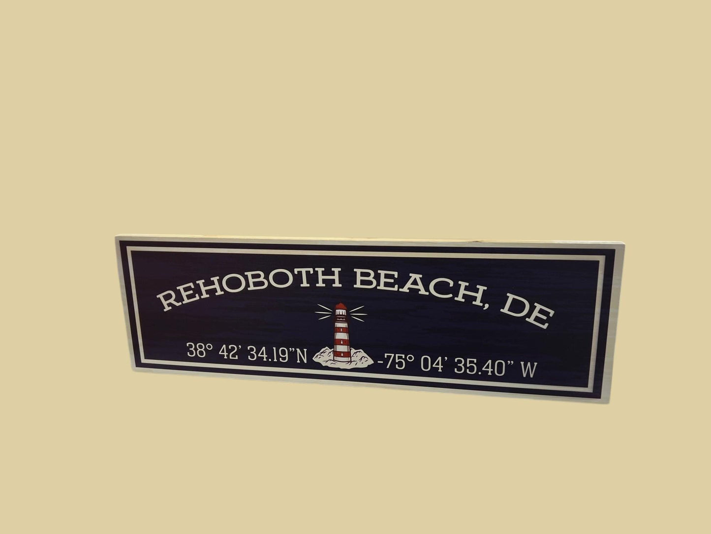 Rehoboth Beach Coordinates Sign: Nautical Coastal Decor