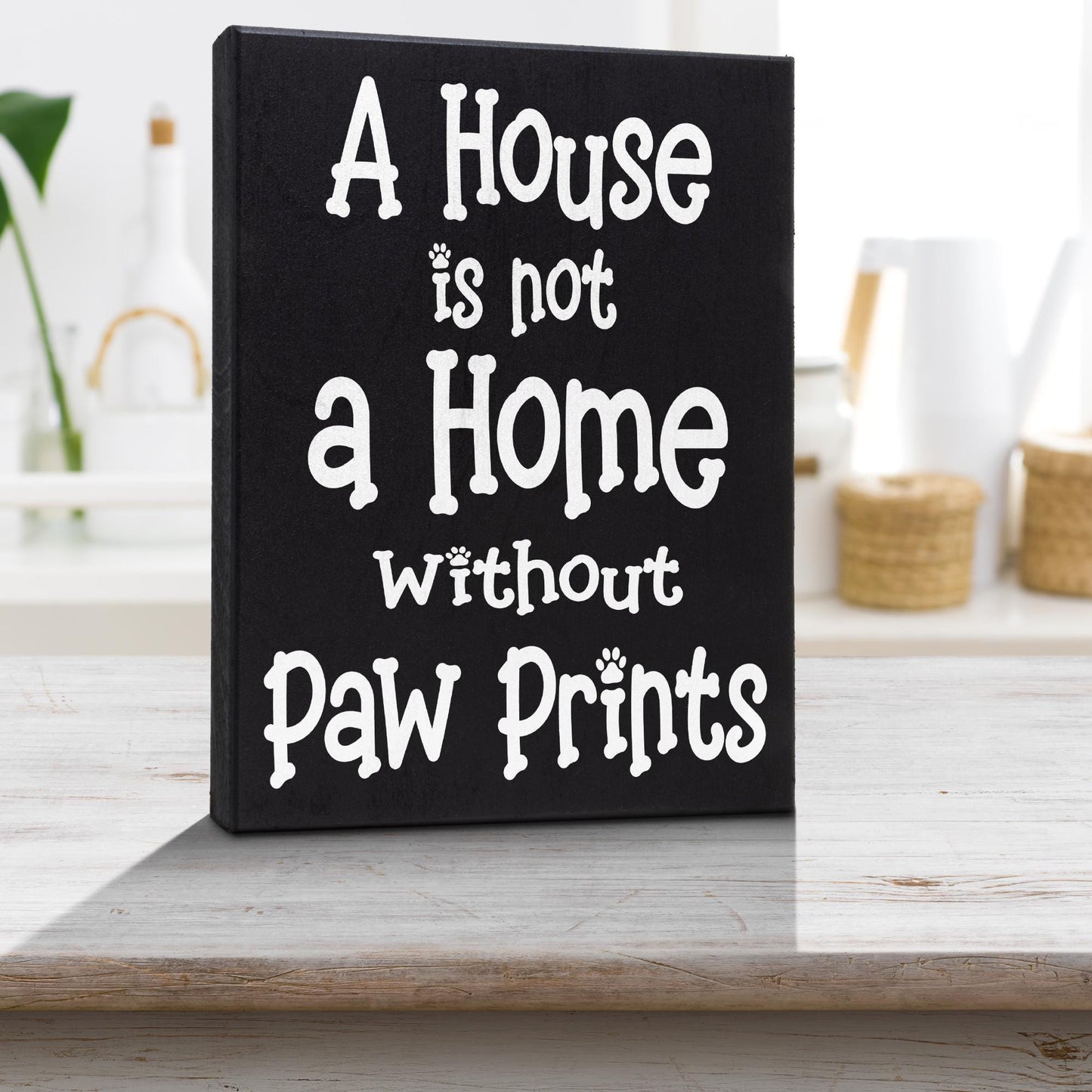 Paw Prints Wooden Sign: Dog Mom Gift, Farmhouse Pet Decor