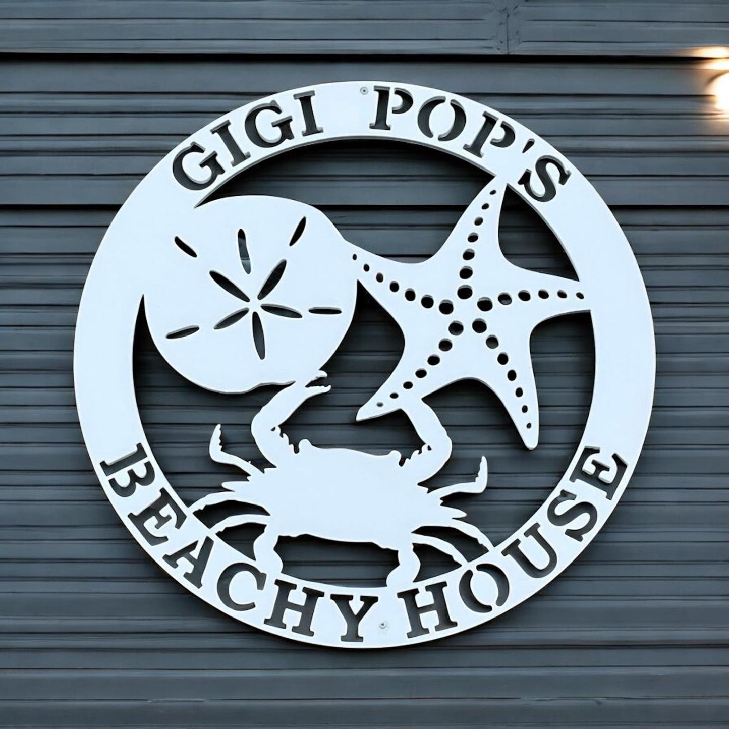 Custom Coastal Beach House Sign: 30" Round PVC Nautical Decor