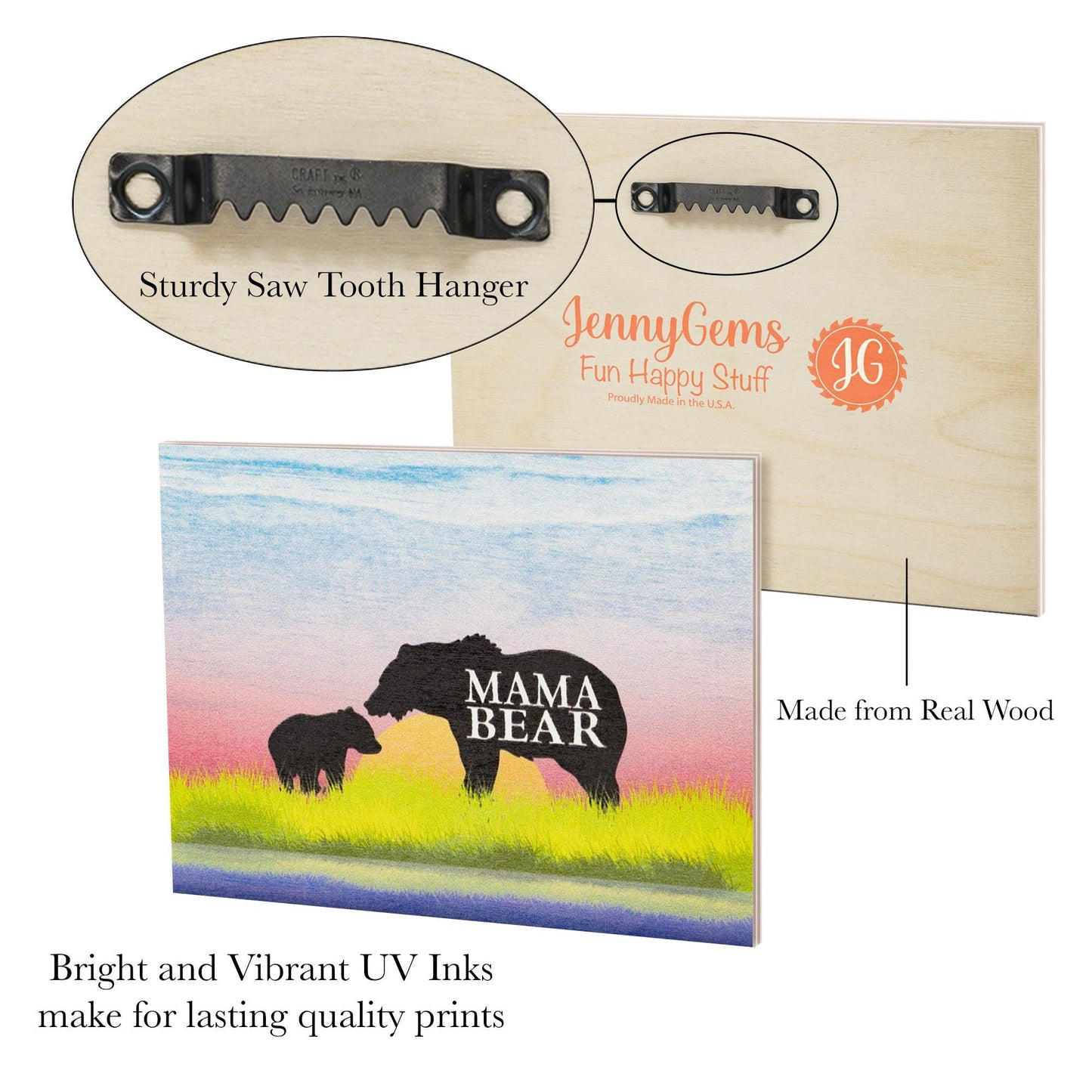 Mama Bear Gift Sign – Wooden Mama Bear Wall Art, Mom and Baby Bear Decor, Rustic Woodland Shelf Sitter, Mother's Day Gift