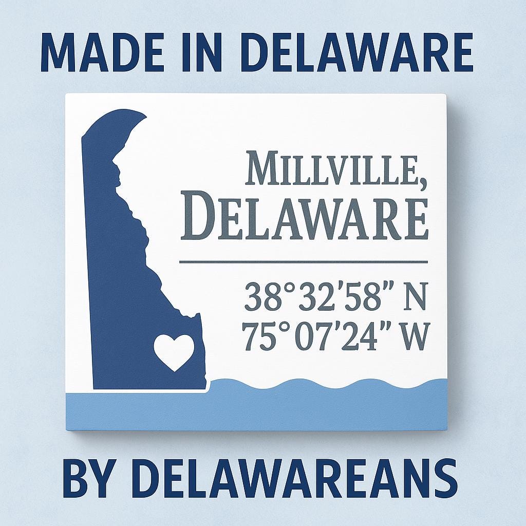 Millville Delaware Coordinates Sign: Coastal Wood Decor, Small Town Gift