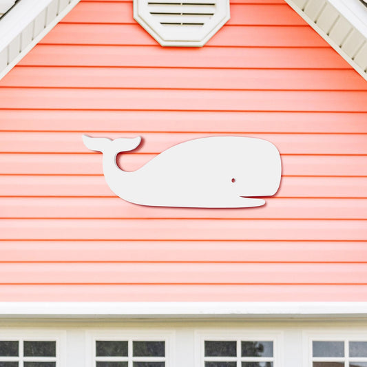 White PVC Whale Wall Decor: Coastal Beach House Art, 3 Foot