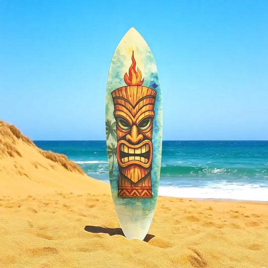Tiki Surfboard Wall Art: Polynesian Tropical PVC Decor