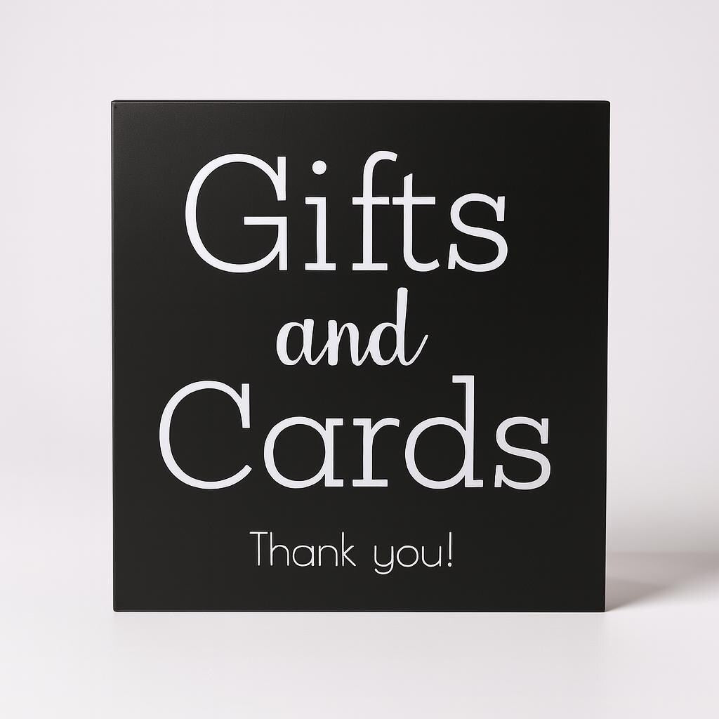 Elegant Gifts and Cards Wedding Sign: Wooden Table Decor, 10x11