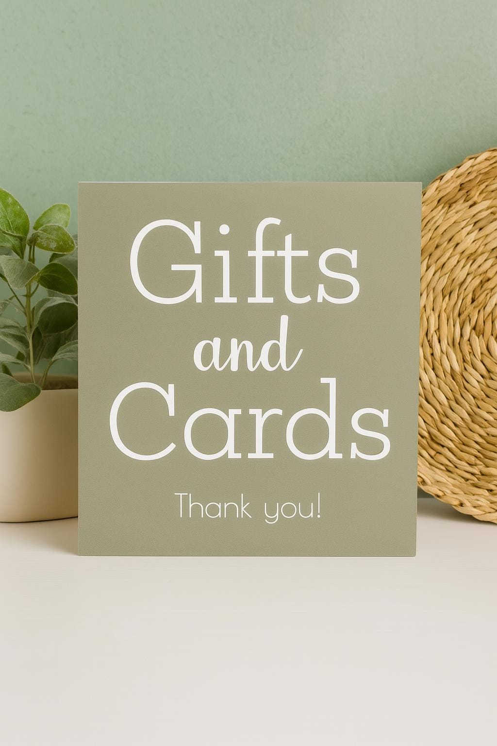 Elegant Gifts and Cards Wedding Sign: Wooden Table Decor, 10x11