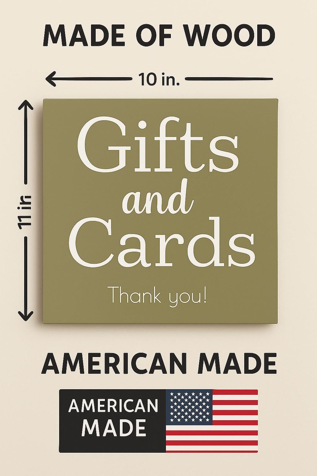 Elegant Gifts and Cards Wedding Sign: Wooden Table Decor, 10x11