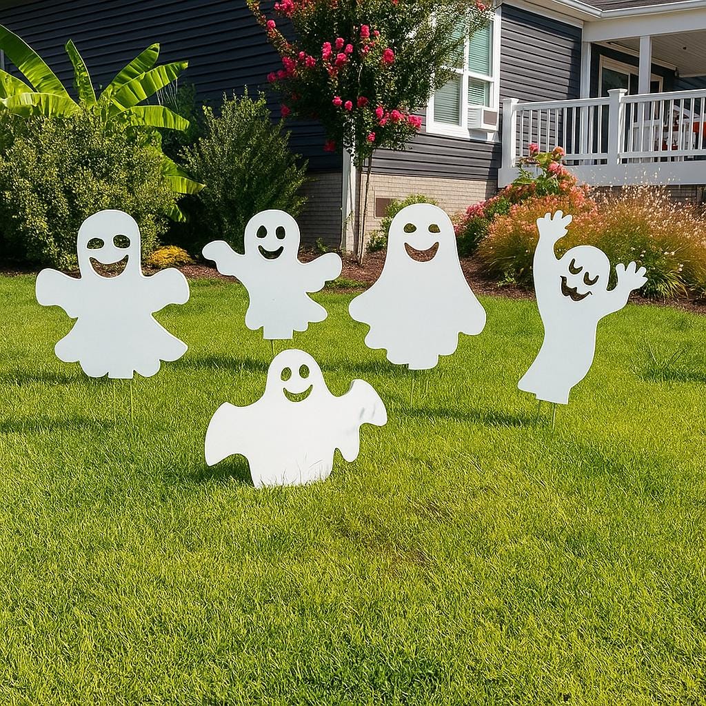PVC Halloween Ghost Yard Decor: All-Weather Outdoor Lawn Art