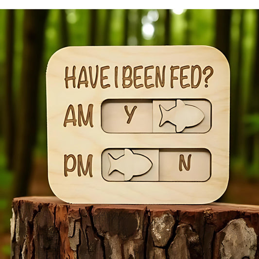 Cat Feeding Reminder Magnet: Wooden Tracker, AM/PM Slider, Have I Been Fed