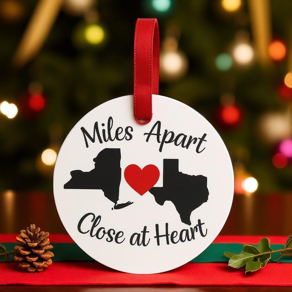 Long Distance Friendship Ornament: State to State Keepsake