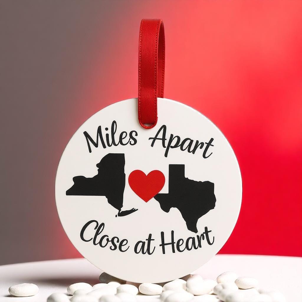 Long Distance Friendship Ornament: State to State Keepsake