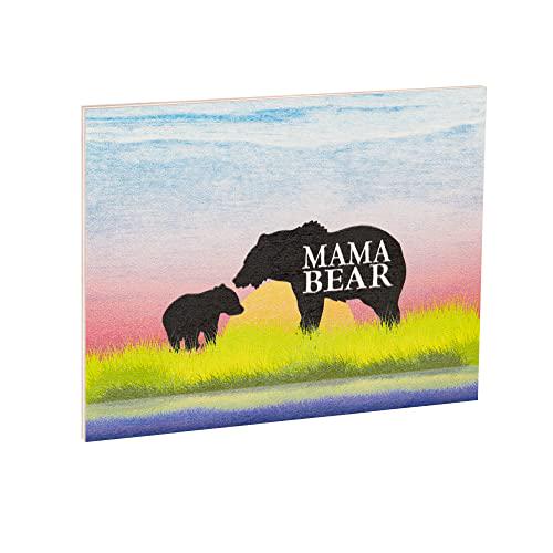 Mama Bear Gift Sign – Wooden Mama Bear Wall Art, Mom and Baby Bear Decor, Rustic Woodland Shelf Sitter, Mother's Day Gift
