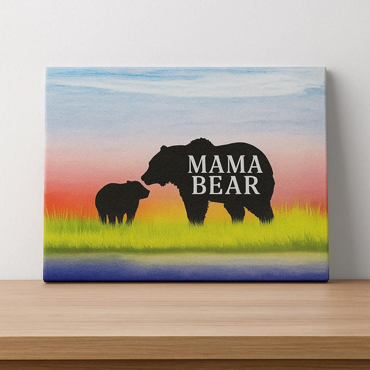 Mama Bear Gift Sign – Wooden Mama Bear Wall Art, Mom and Baby Bear Decor, Rustic Woodland Shelf Sitter, Mother's Day Gift