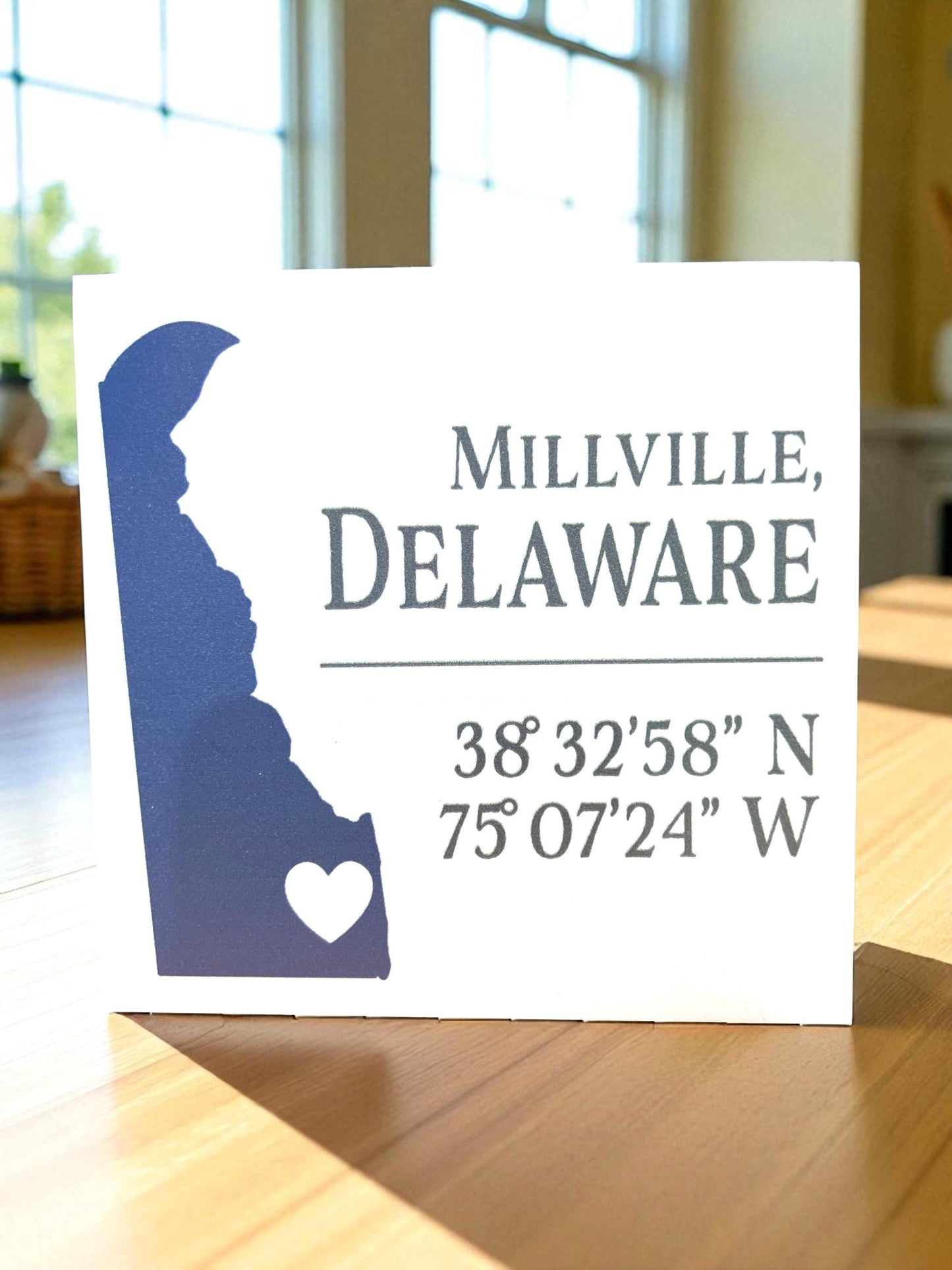 Millville Delaware Coordinates Sign: Coastal Wood Decor, Small Town Gift