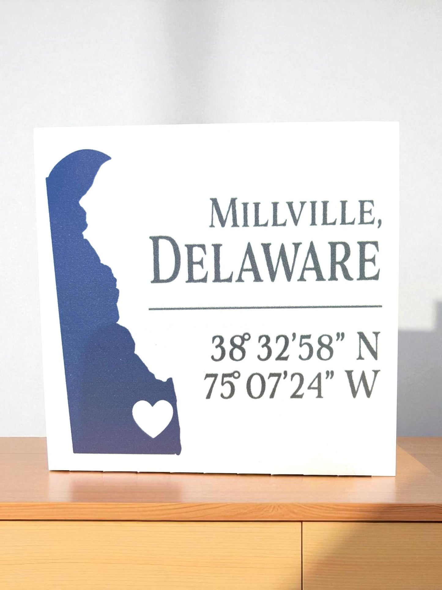 Millville Delaware Coordinates Sign: Coastal Wood Decor, Small Town Gift