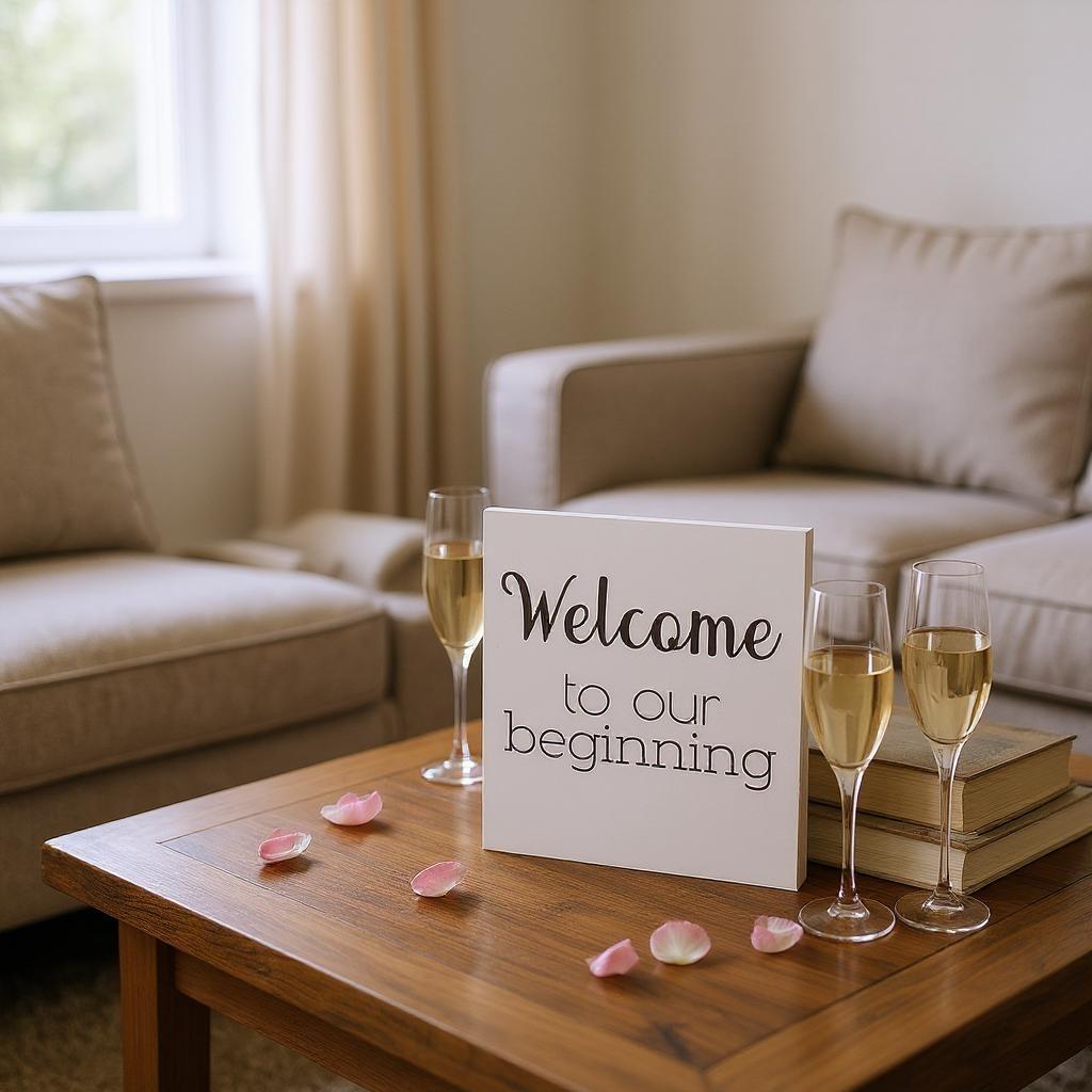 Welcome to the Beginning Sign: Minimalist Wood Wedding & Housewarming Decor