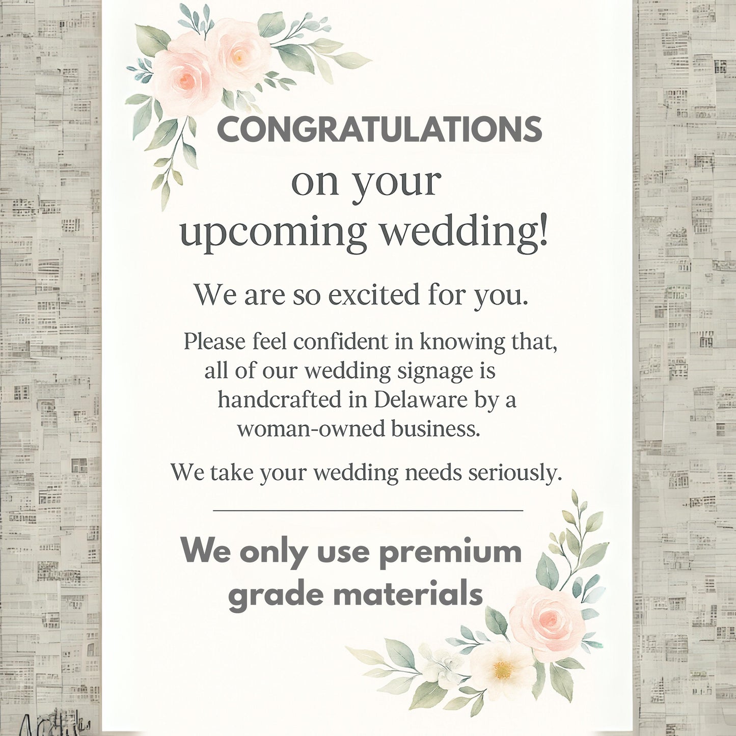 Elegant Gifts and Cards Wedding Sign: Wooden Table Decor, 10x11
