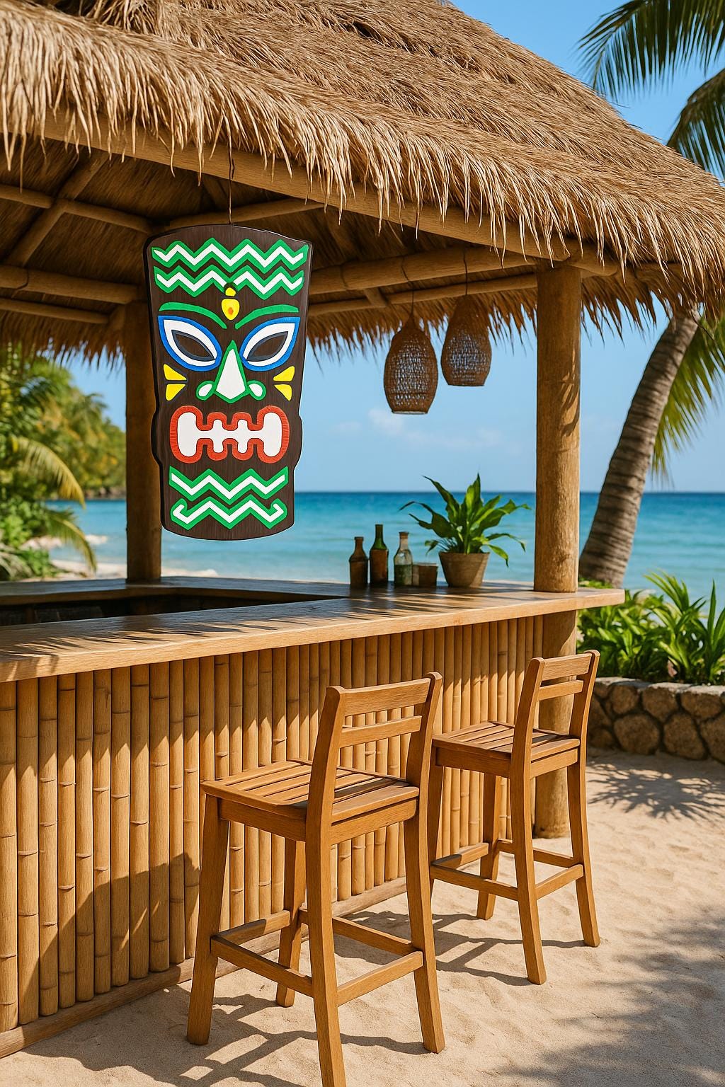 Weatherproof PVC Tiki Mask: Tropical Bar Decor, Hawaiian Style