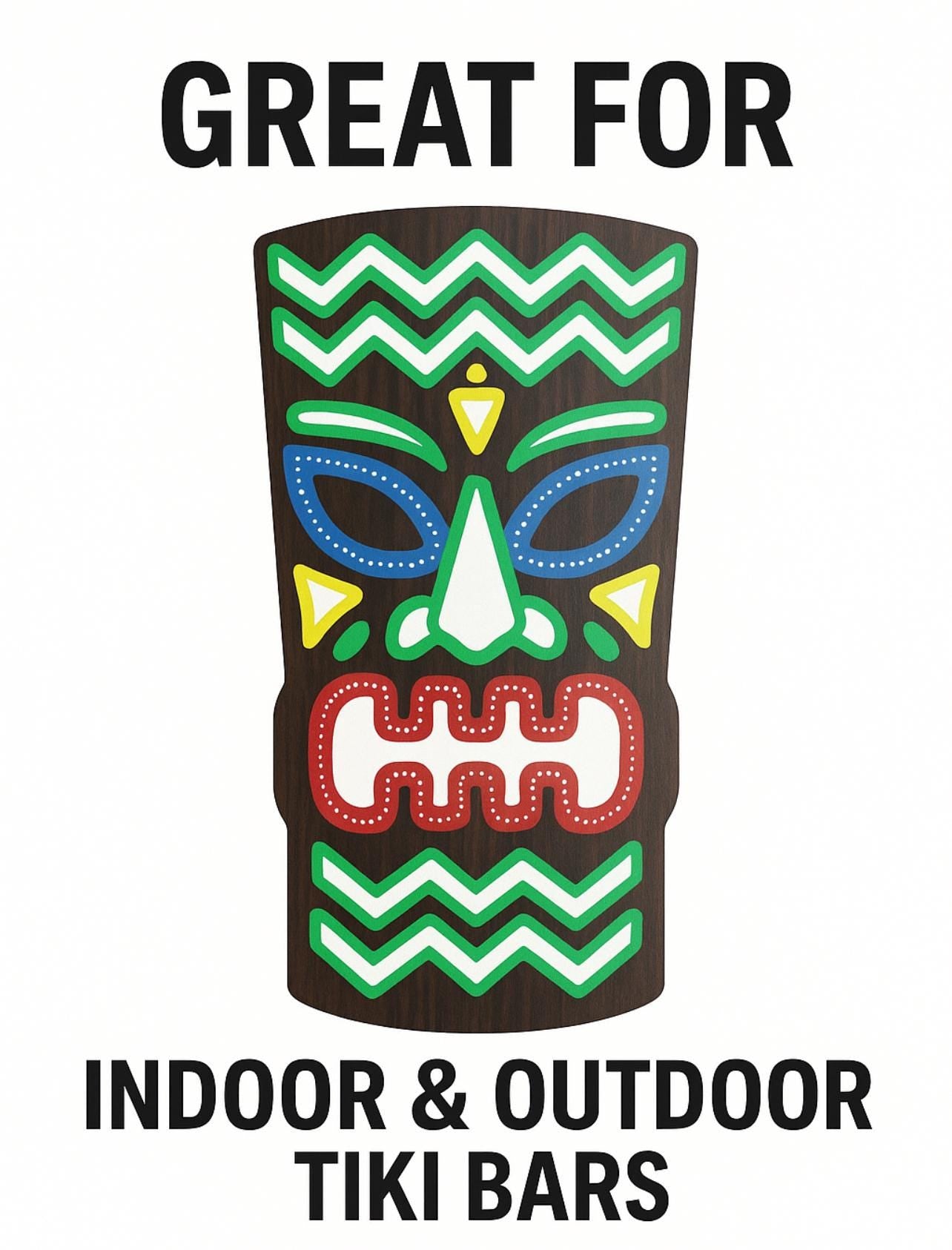 Weatherproof PVC Tiki Mask: Tropical Bar Decor, Hawaiian Style