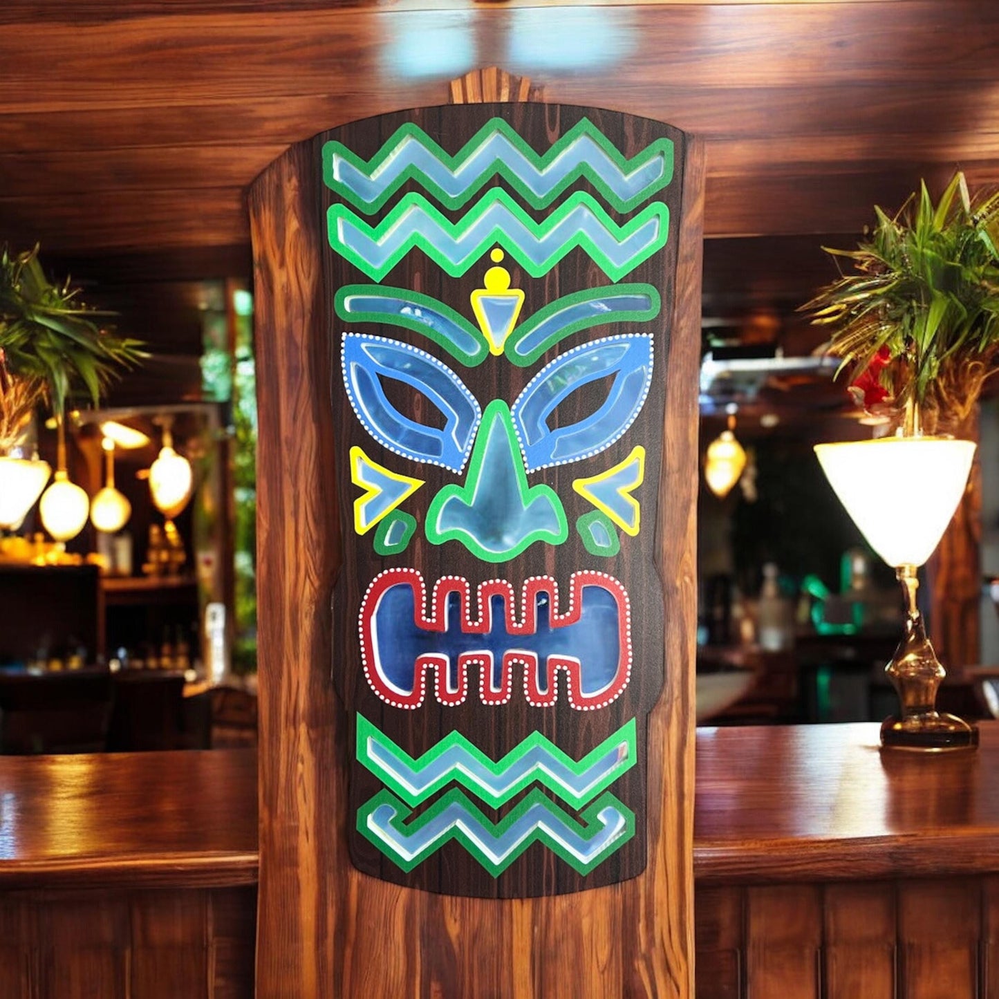 Weatherproof PVC Tiki Mask: Tropical Bar Decor, Hawaiian Style