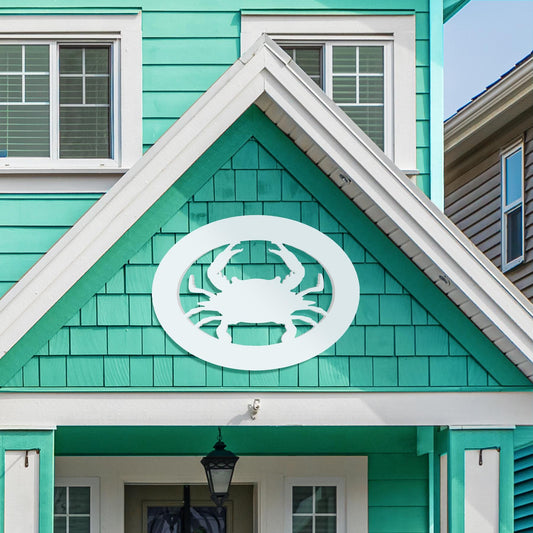 Weatherproof PVC Crab Wall Decor: Coastal Beach House Sign