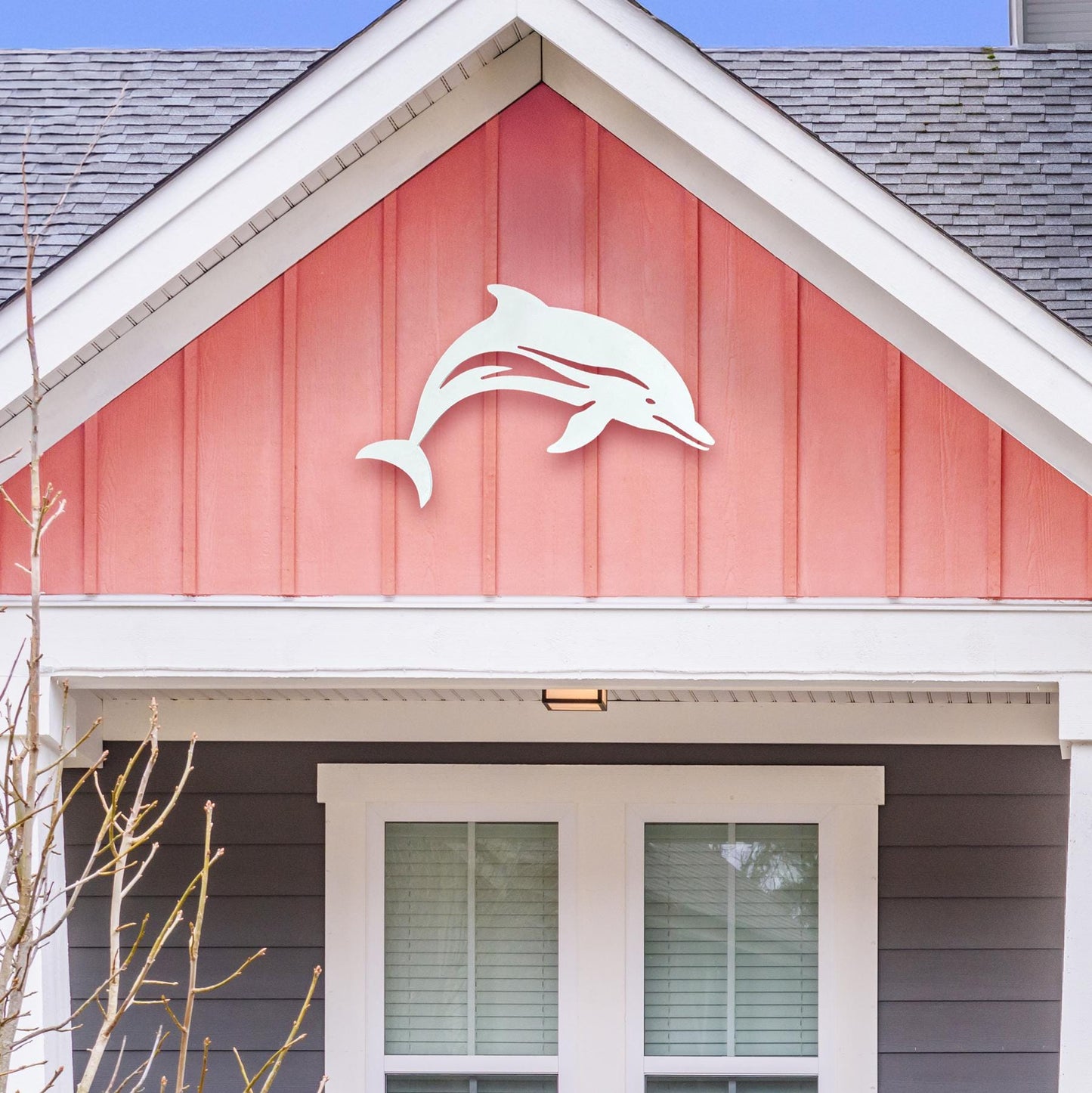 Coastal Dolphin Sign: 2ft PVC Beach House Wall Decor