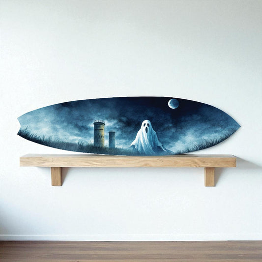 Haunted Cape Henlopen Tower Surfboard: Spooky Delaware Coastal Art