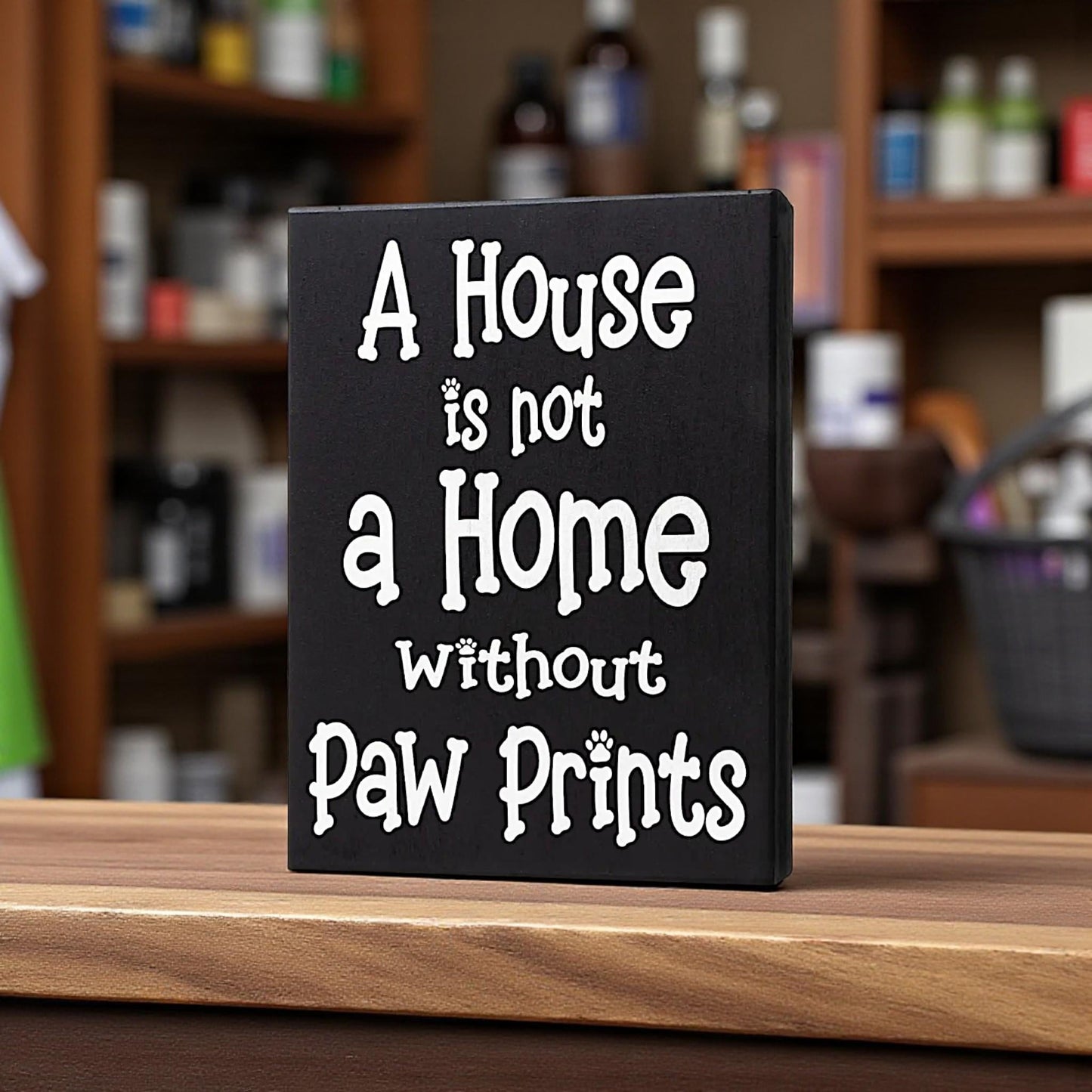 Paw Prints Wooden Sign: Dog Mom Gift, Farmhouse Pet Decor