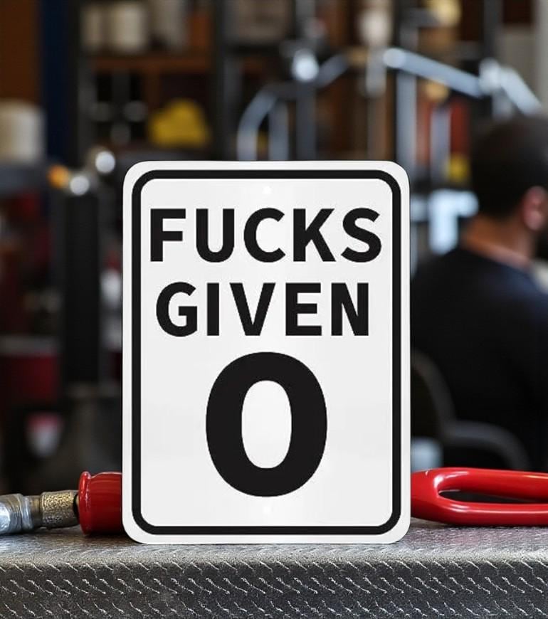 Zero Fucks Given Metal Sign, Man Cave Decor, Gym Sign, Sarcastic Gifts, Garage Sign, Offensive Gift, 9x12 Metal