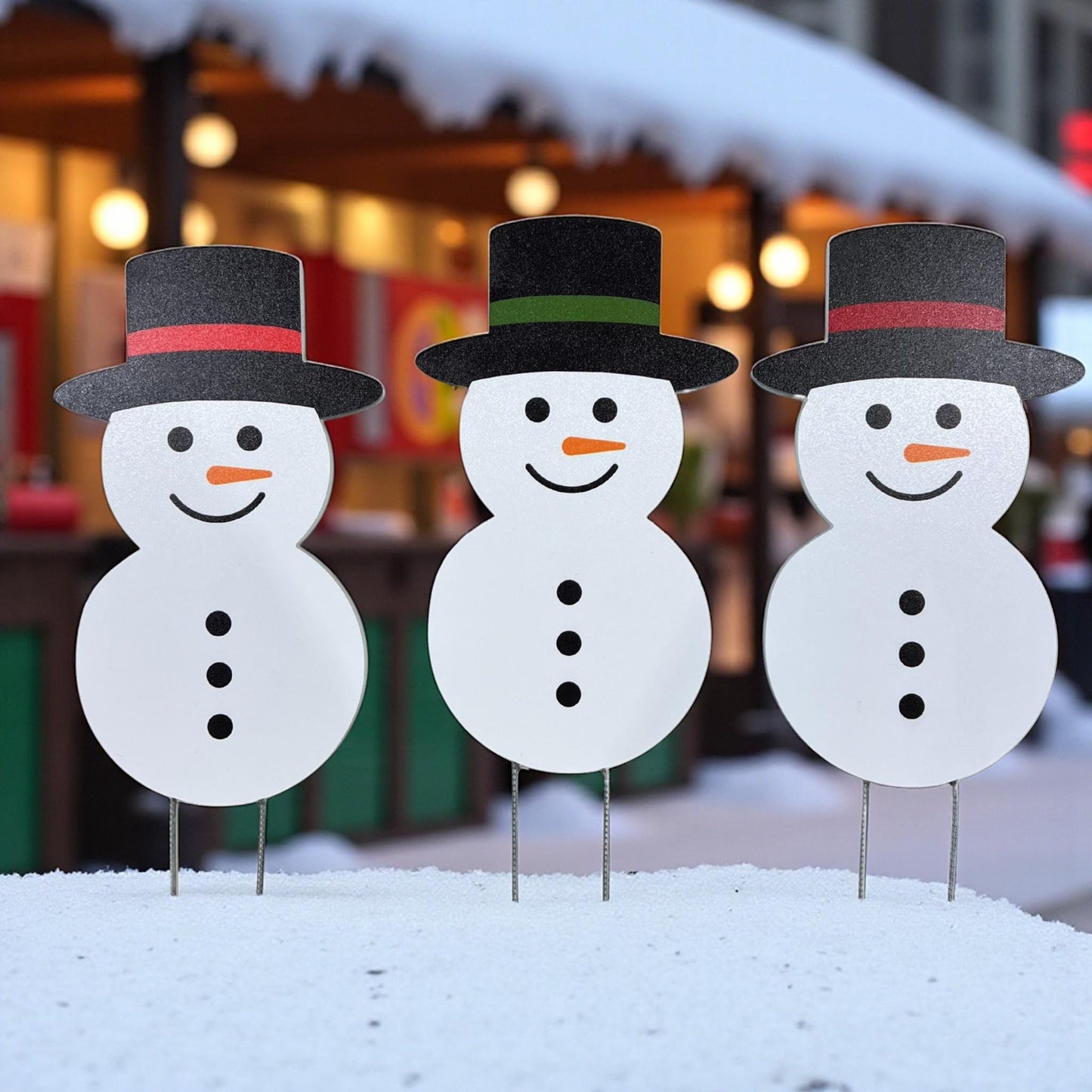 Snowman Yard Signs Set: PVC Holiday Outdoor Porch Decor