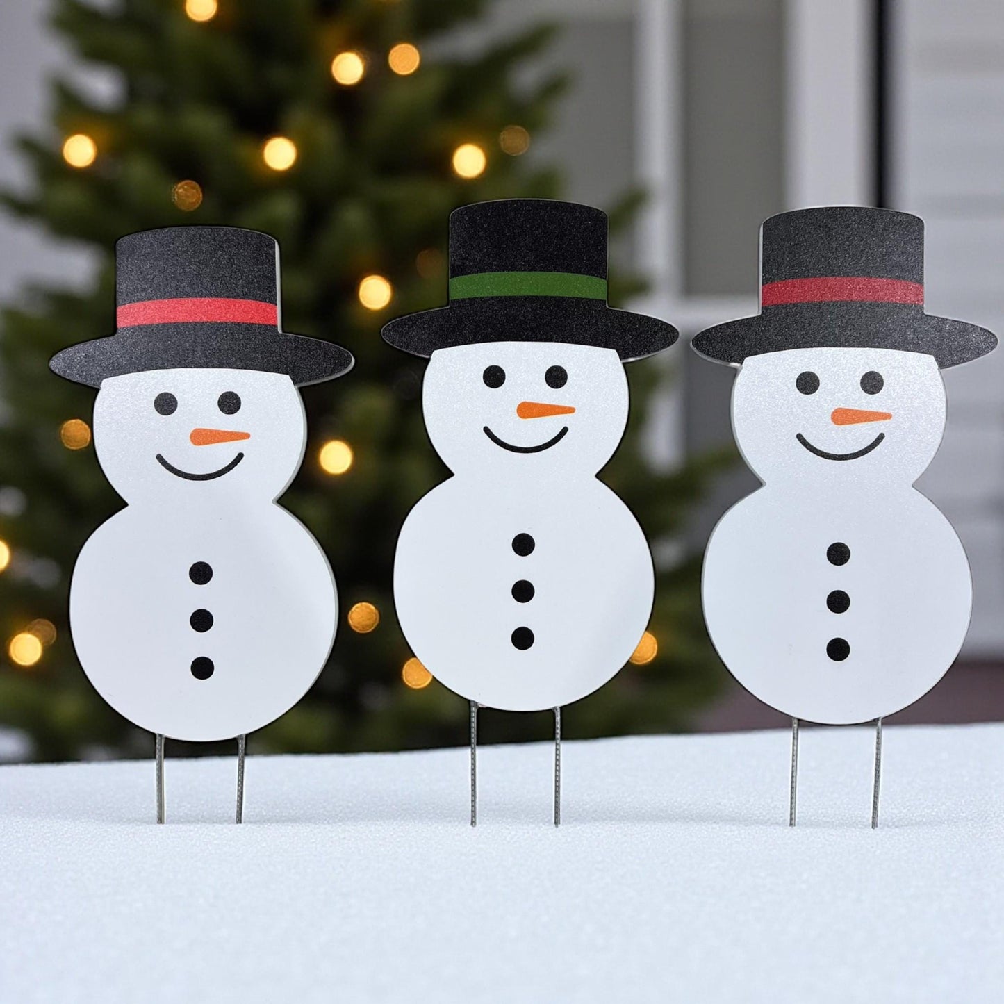 Snowman Yard Signs Set: PVC Holiday Outdoor Porch Decor