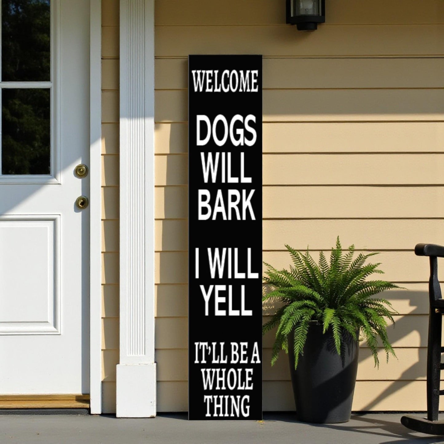 Funny Dog Welcome Porch Sign: Rustic Outdoor Decor