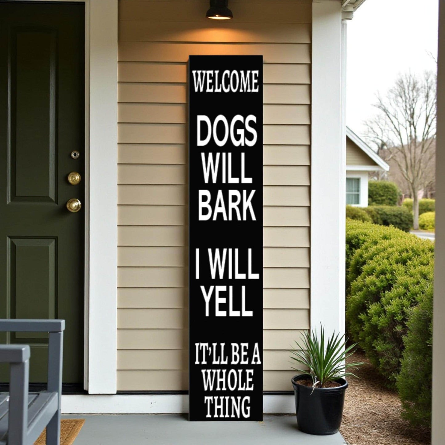 Funny Dog Welcome Porch Sign: Rustic Outdoor Decor