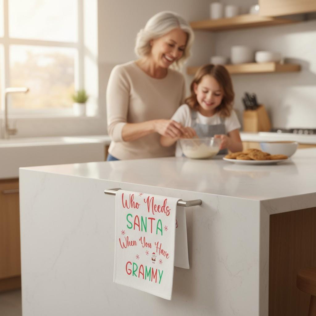 Funny Grammy Christmas Dish Towel: Holiday Kitchen Decor