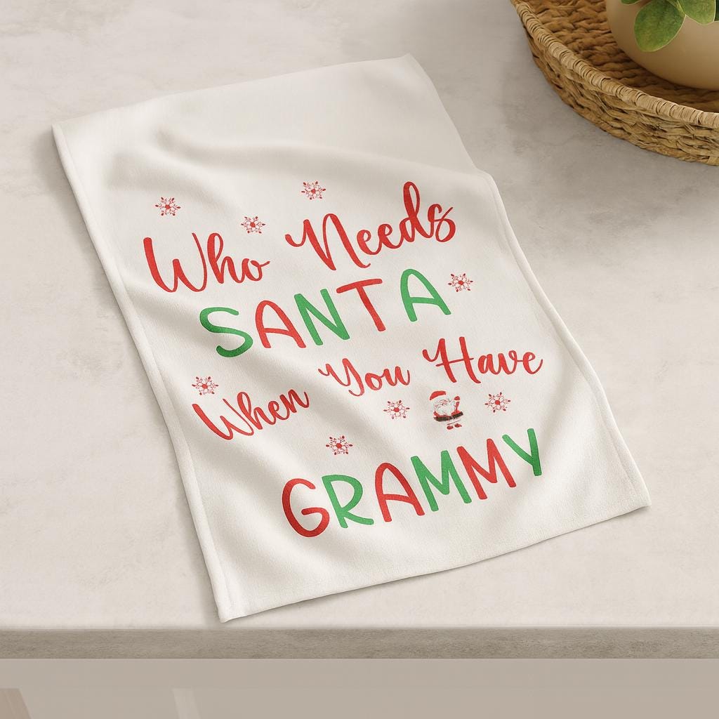 Funny Grammy Christmas Dish Towel: Holiday Kitchen Decor