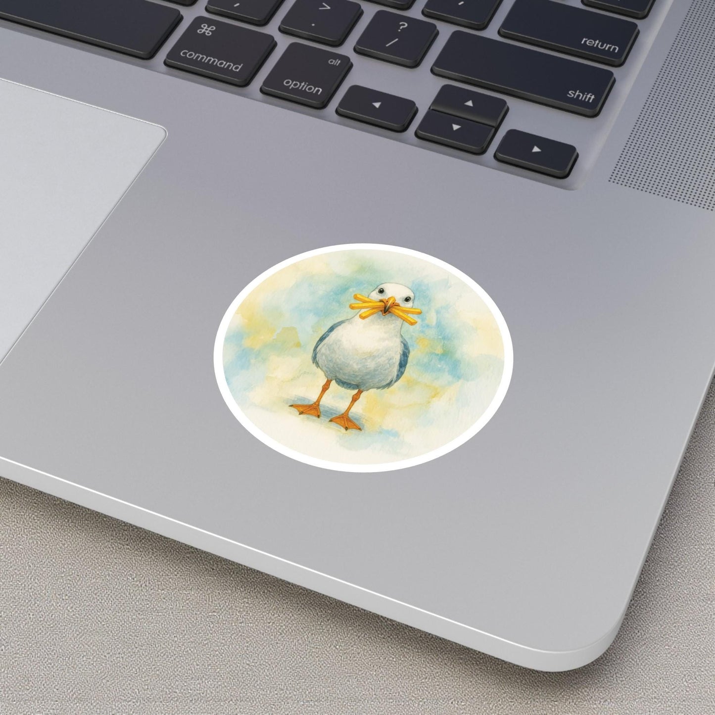 Seagull French Fries Sticker: Coastal Beach Vinyl Decal