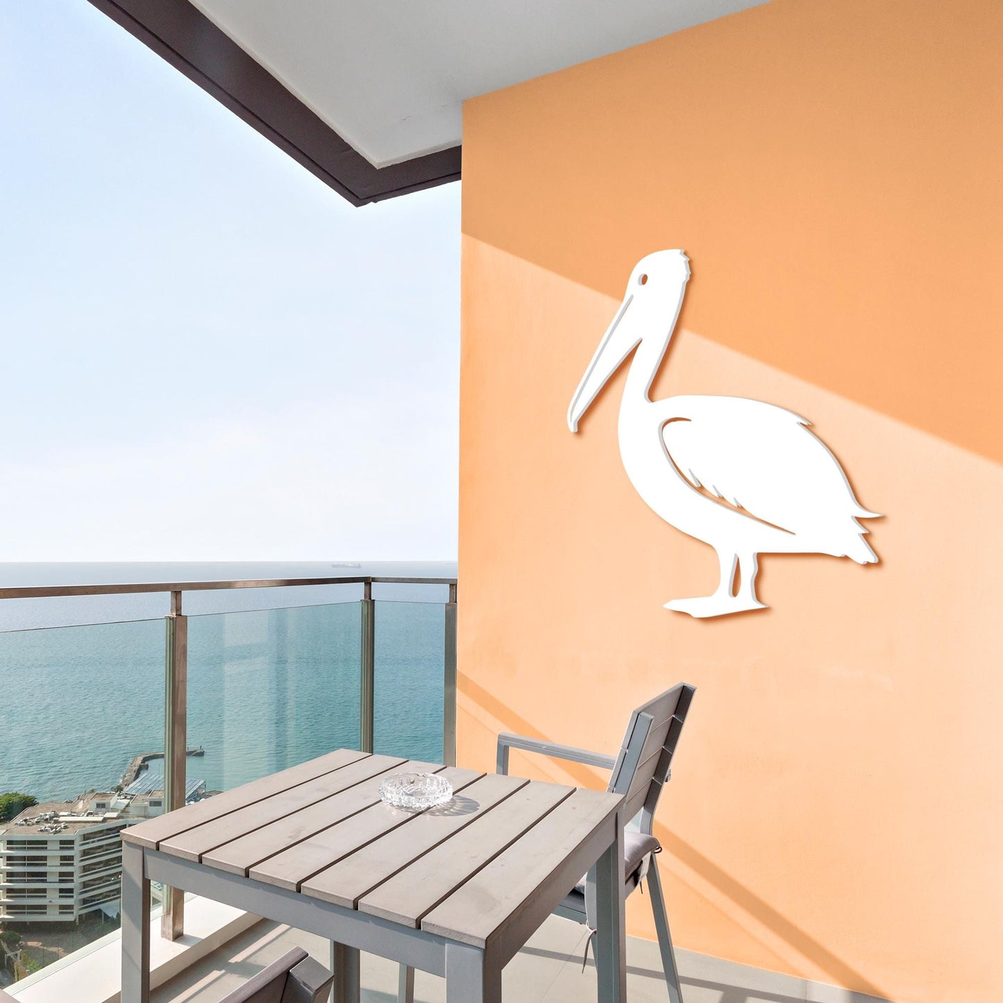 Weatherproof PVC Pelican Wall Art: Coastal Beach House Decor