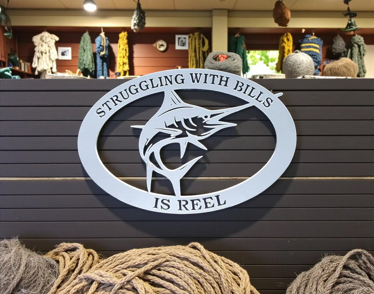 Marlin Billfish PVC Wall Sign: Coastal Nautical Decor, 36x24 Beach House Art