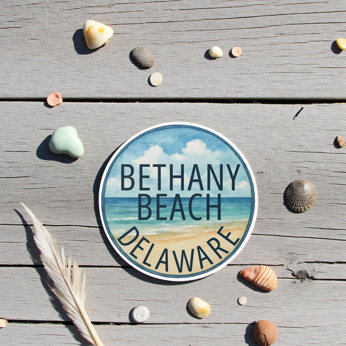 Bethany Beach Delaware Sticker, Decal - Indoor - Outdoor, Round