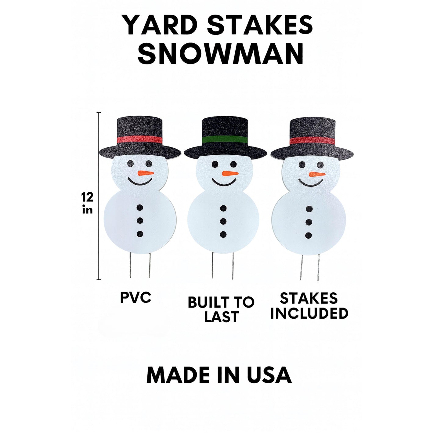 Snowman Yard Signs Set: PVC Holiday Outdoor Porch Decor