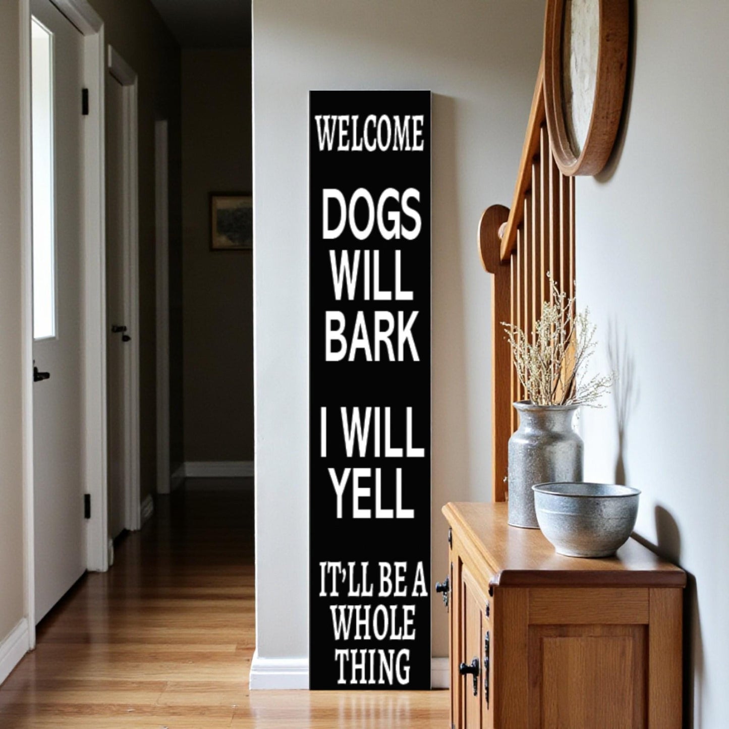 Funny Dog Welcome Porch Sign: Rustic Outdoor Decor