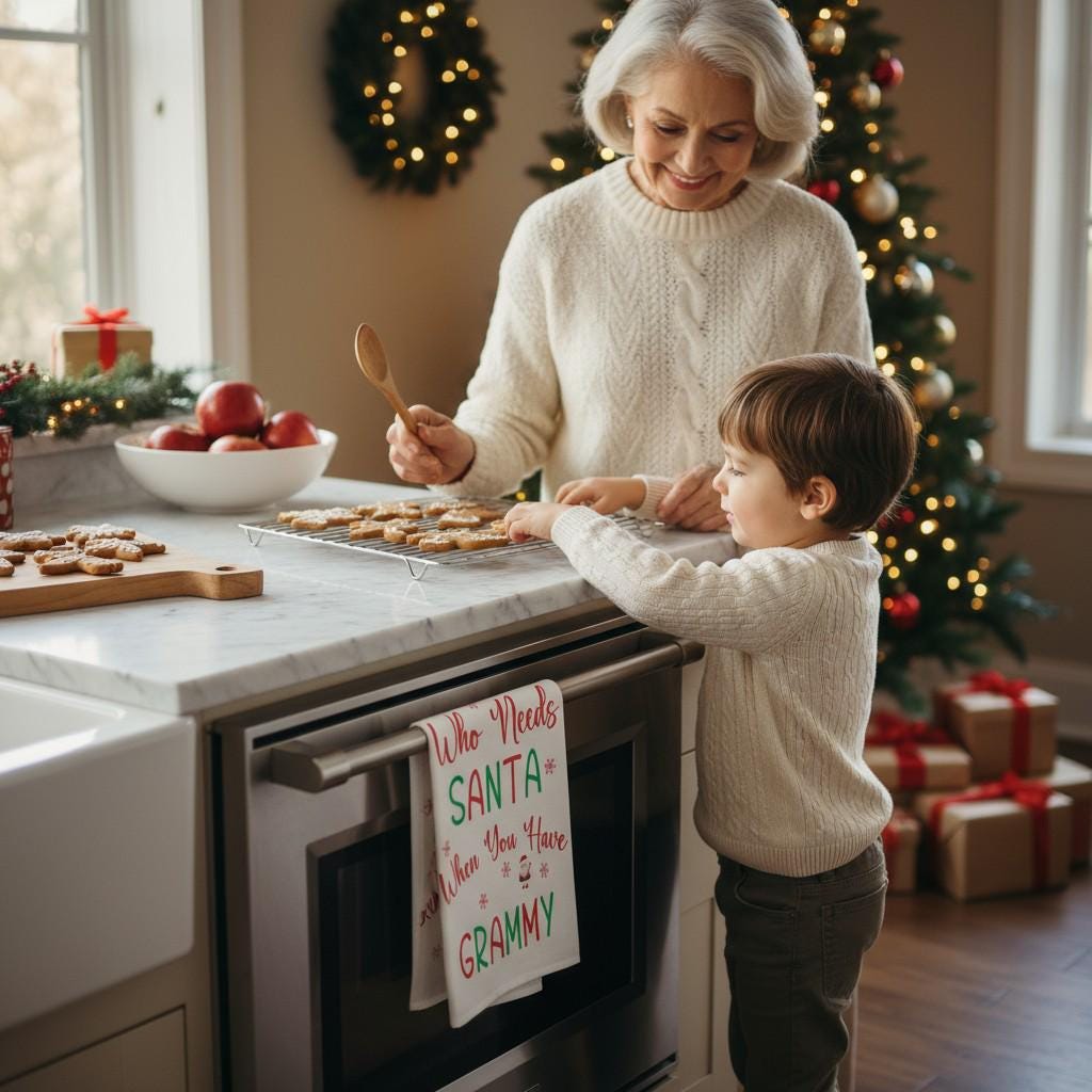 Funny Grammy Christmas Dish Towel: Holiday Kitchen Decor